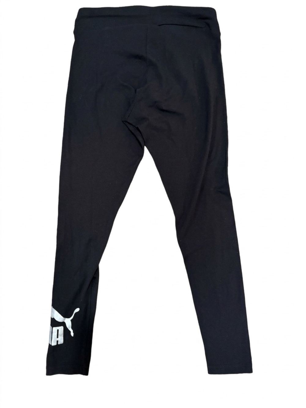 Puma Black Leggings with White Logo at Calf Size Medium